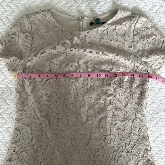 LAUREN RALPH LAUREN Women’s Lace Knee-Length Cocktail Dress Light Grey Size 4 - Picture 5 of 14
